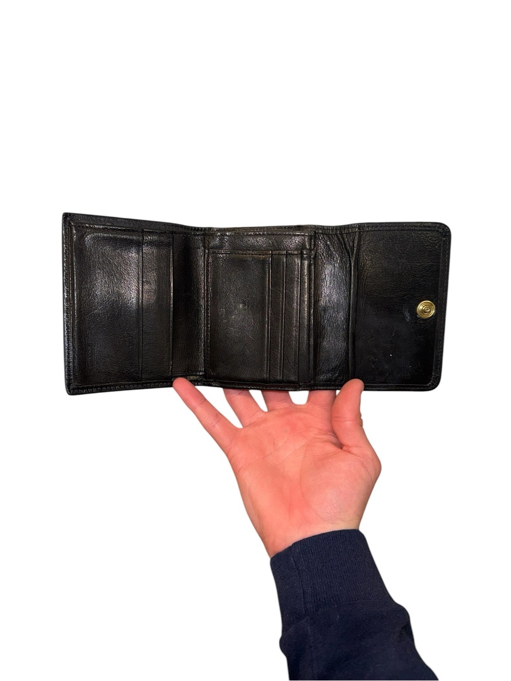 Vintage Coach 80s Black Leather Kisslock Frame Bifold Wallet CoinPouch - Picture 5 of 8